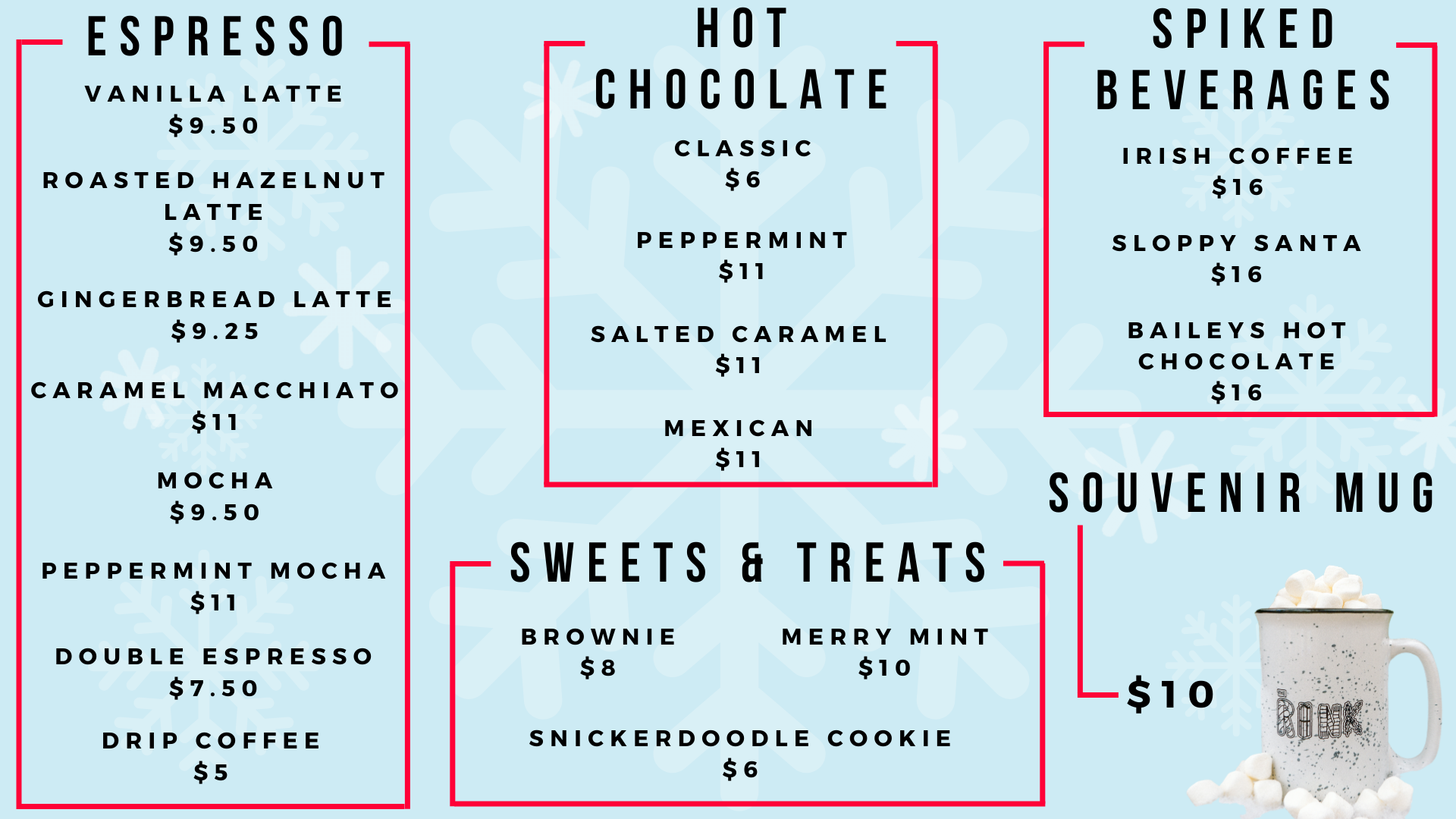 another menu with food options