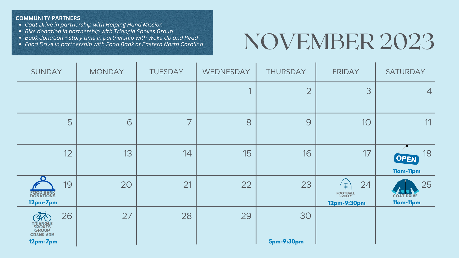 The Rink November 2023 calendar