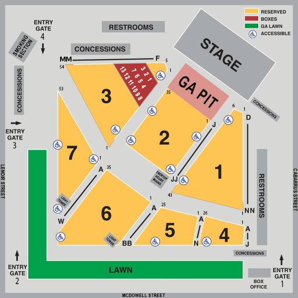 an image of the red hat amphitheater general admission seating chart