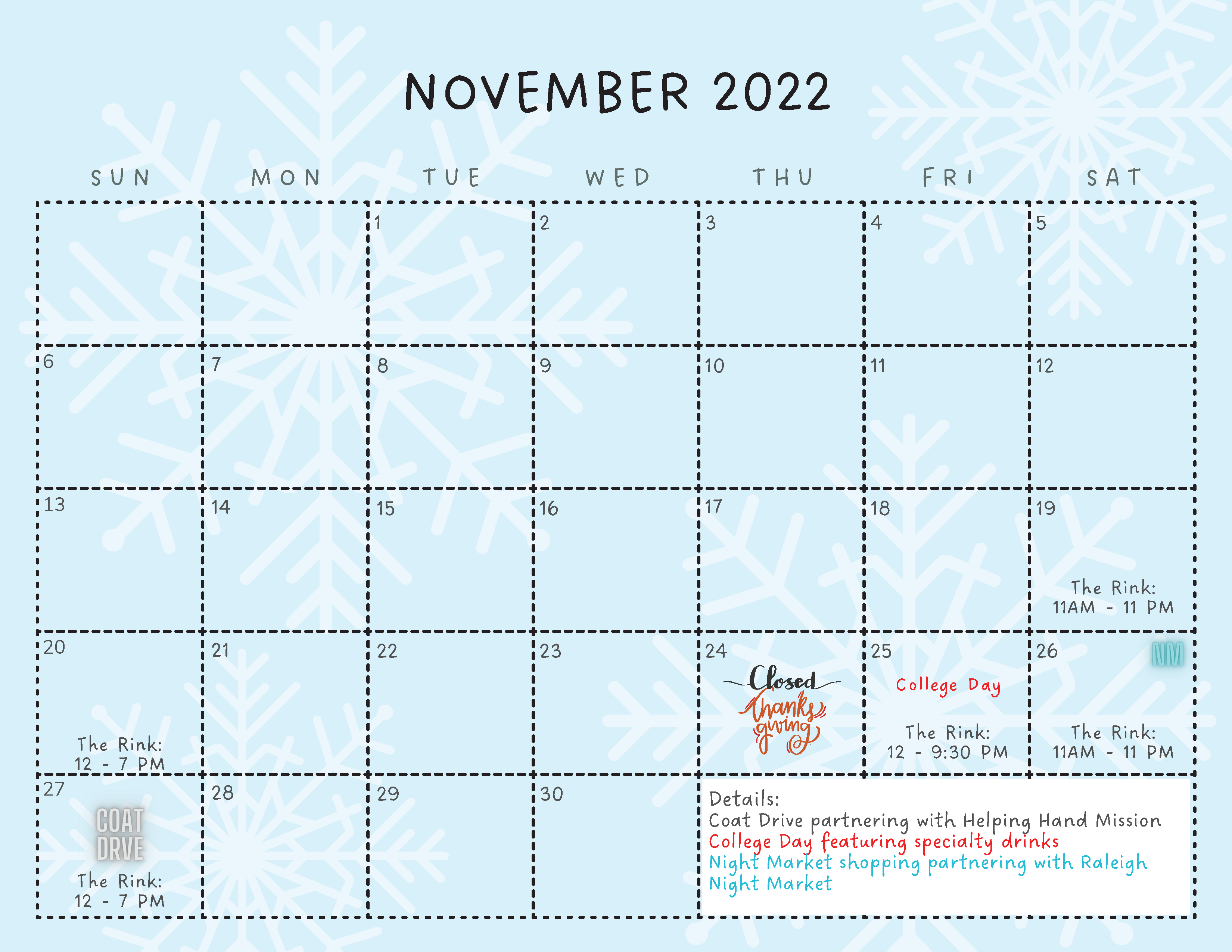 Special Night Calendar November 2022