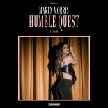 A photo of Maren Morris standing in all black in front of a gold curtain. Title reads: 2022 Maren Morris Humble Quest Tour