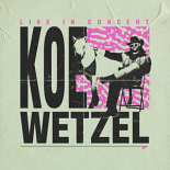 Cover photo of Koe Wetzel sitting in a chair next to a mule. text reads: Live in Concert Koe Wetzel  