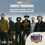 an image showing turnpike troubadours the text the mighty giveback turnpike troubadours Elizabeth Cook oct 28 red hat amphitheater is shown at the top of the image in white text