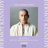 A Photo of Dermot Kennedy staring at the camera wearing a white collar jacket. A light purple background boarders the image reading: The Sonder Tour