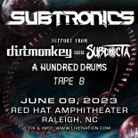 Cover photo for Subtronics support from Dirt Monkey, SubDocta, A Hundred Drums and Tape B