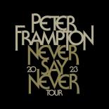 black cover art with writing: Peter Frampton Never Say Never Tour