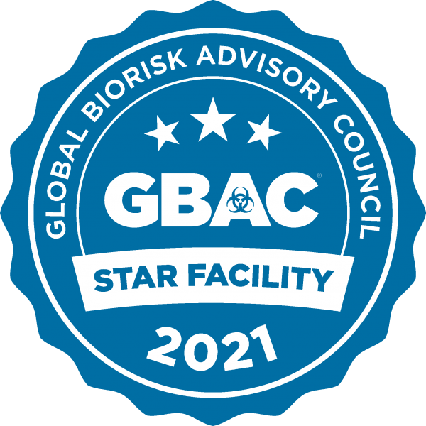 Blue and white GBAC STAR accreditation seal