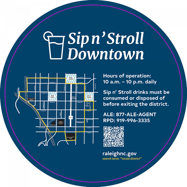 sip n stroll downtown map and logo
