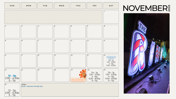 The Rink November 2025 Calendar