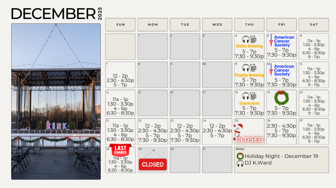 The Rink December 2025 Calendar