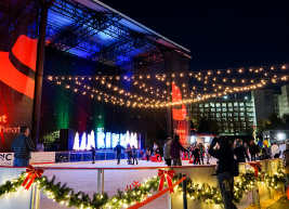 the rink at red hat amphitheater at night