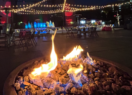 a firepit at night