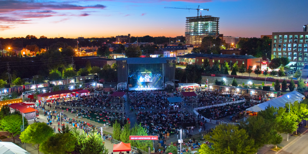 Red Hat Amphitheater during sunset